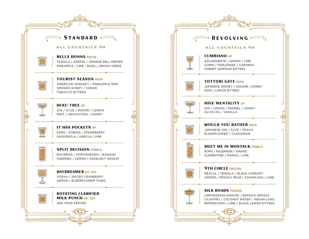 Images of the menu at The Courtesy